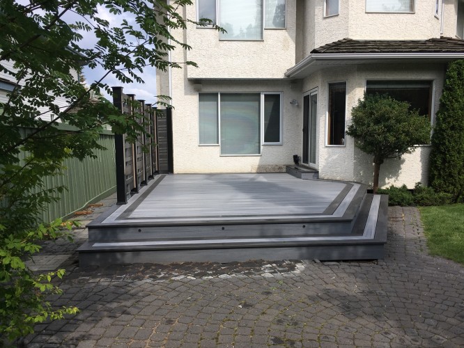 Spruce Grove Square Composite Deck Designed with Privacy